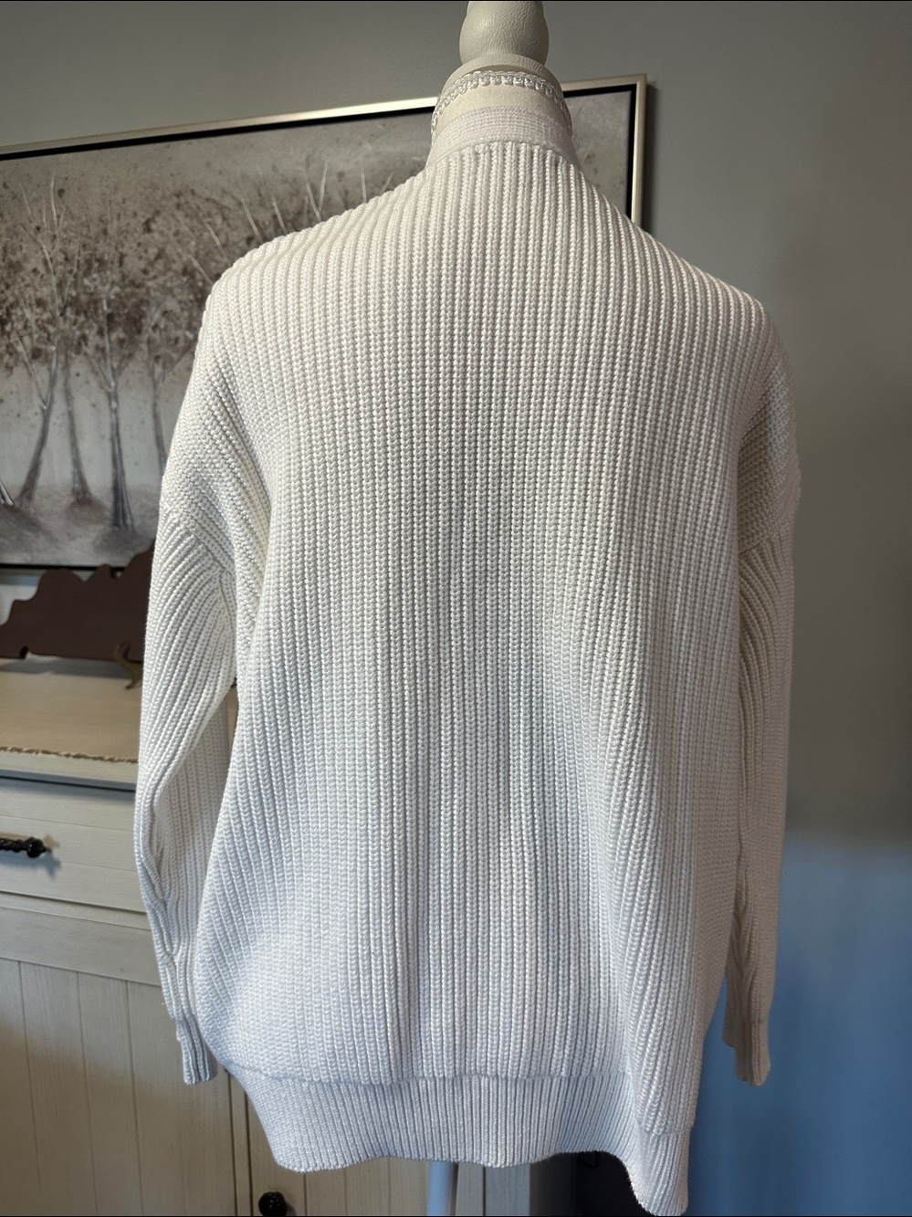 Quince Cream Ribbed Button-Front Cardigan - Picture 2 of 5